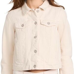 Free People Fitted Denim Jacket in Ivory Women's Size XS